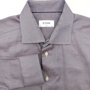 Eton Slim Fit Men's Long Sleeve Purple Geometric 42 Button Up 16 1/2 Dress Shirt